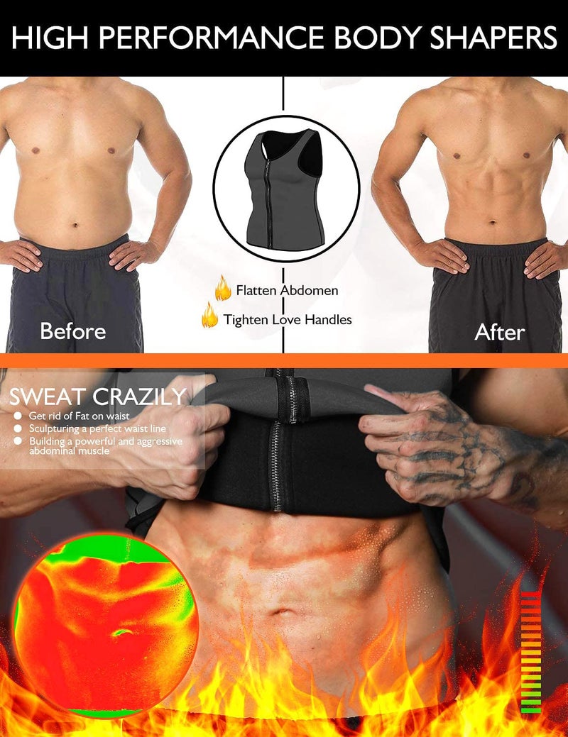 NonEcho Men Sauna Vest Hot Sweat Waist Trainer Corset Neoprene Tank Top Shapewear Slimming Shirt Workout Suit - Image 2